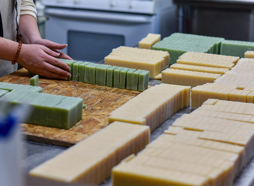 image of a small soap business making soap